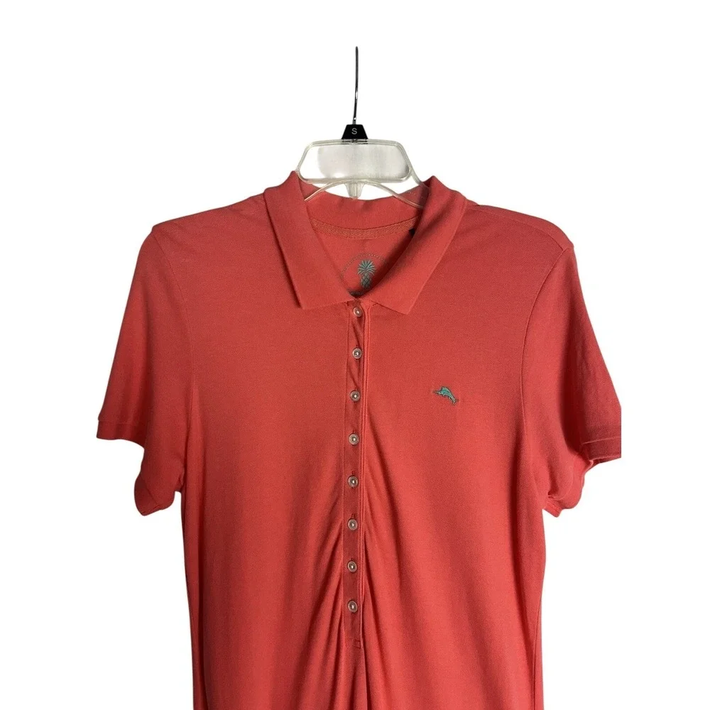 Tommy Bahama Orange Long/Maxi‎ Polo Dress Short Sleeve - Size M Back Slit